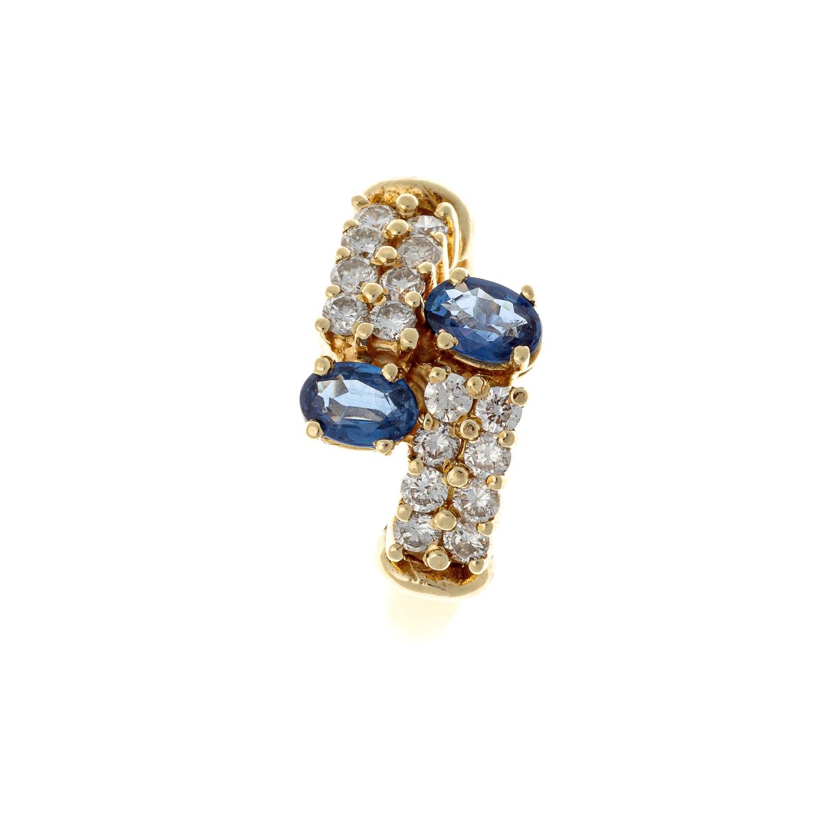 Bague en or 18k ornée de saphirs et de diamants-photo-3