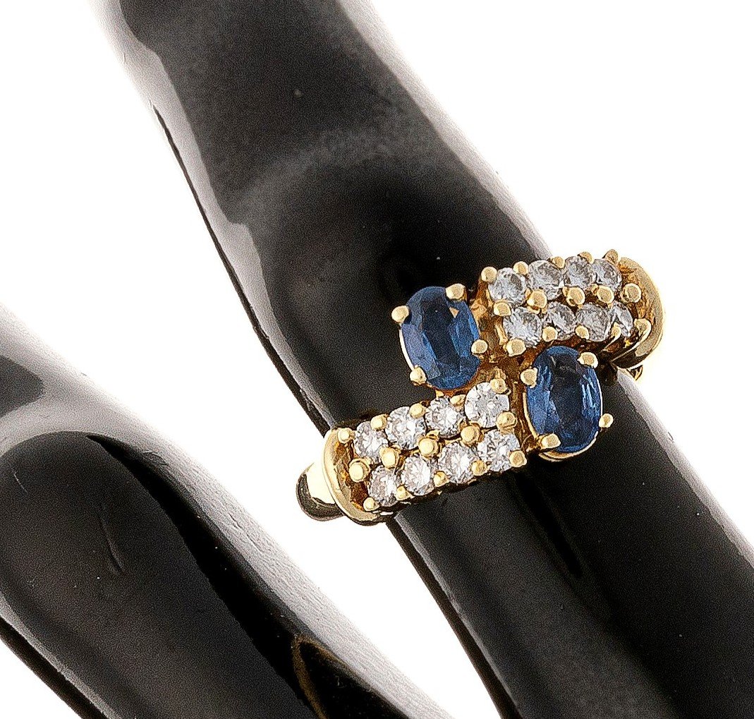 Bague en or 18k ornée de saphirs et de diamants-photo-4