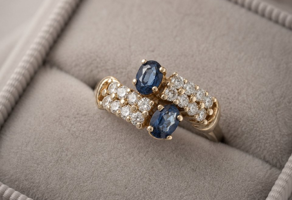Bague en or 18k ornée de saphirs et de diamants
