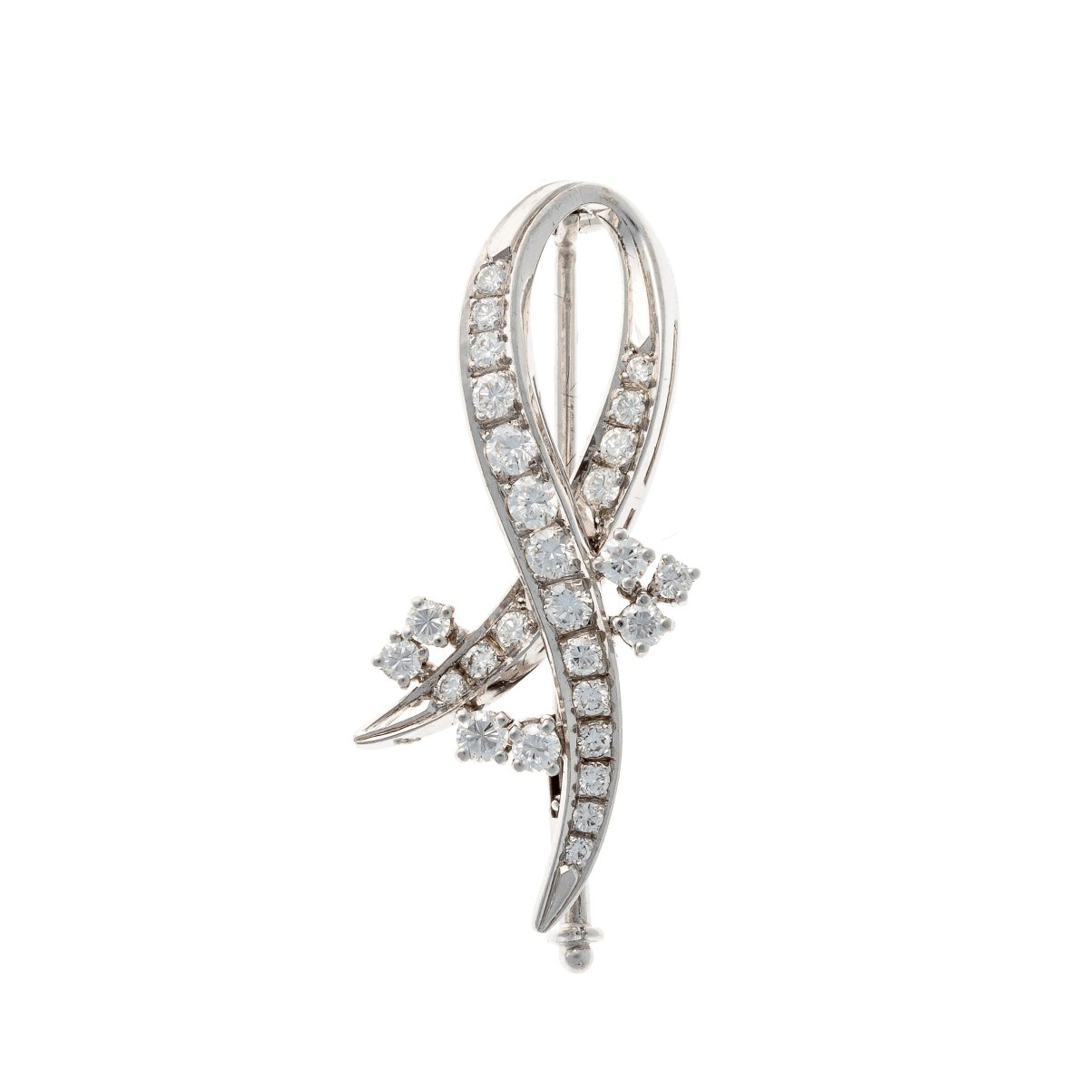 "ribbon" Brooch In 18k White Gold With Diamonds -photo-2