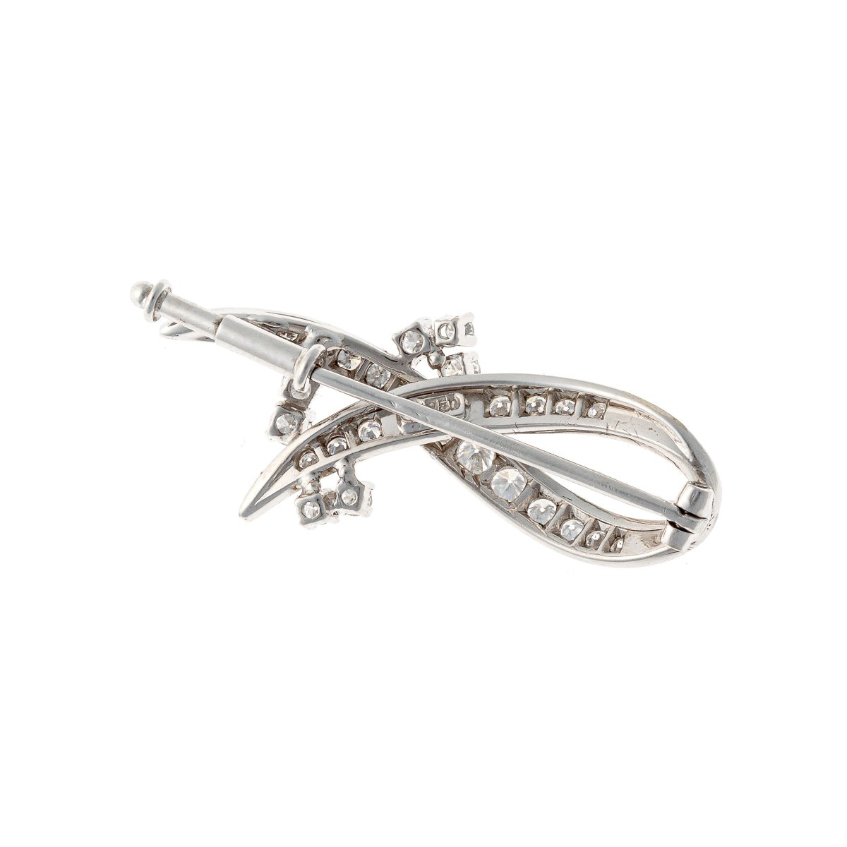 "ribbon" Brooch In 18k White Gold With Diamonds -photo-4