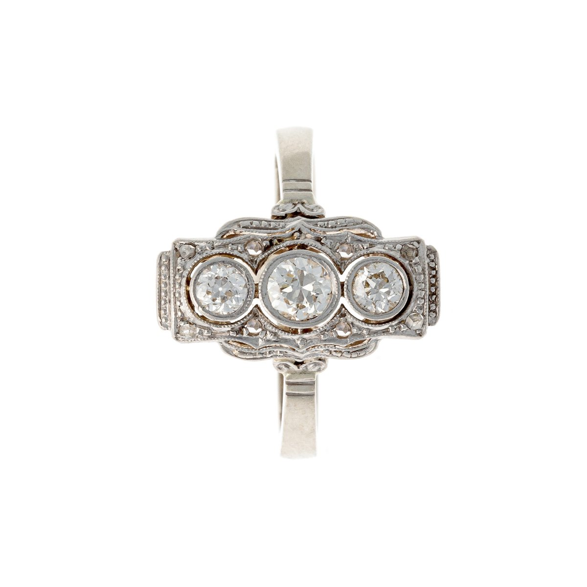 14k Gold Art Deco Ring With Diamonds-photo-2