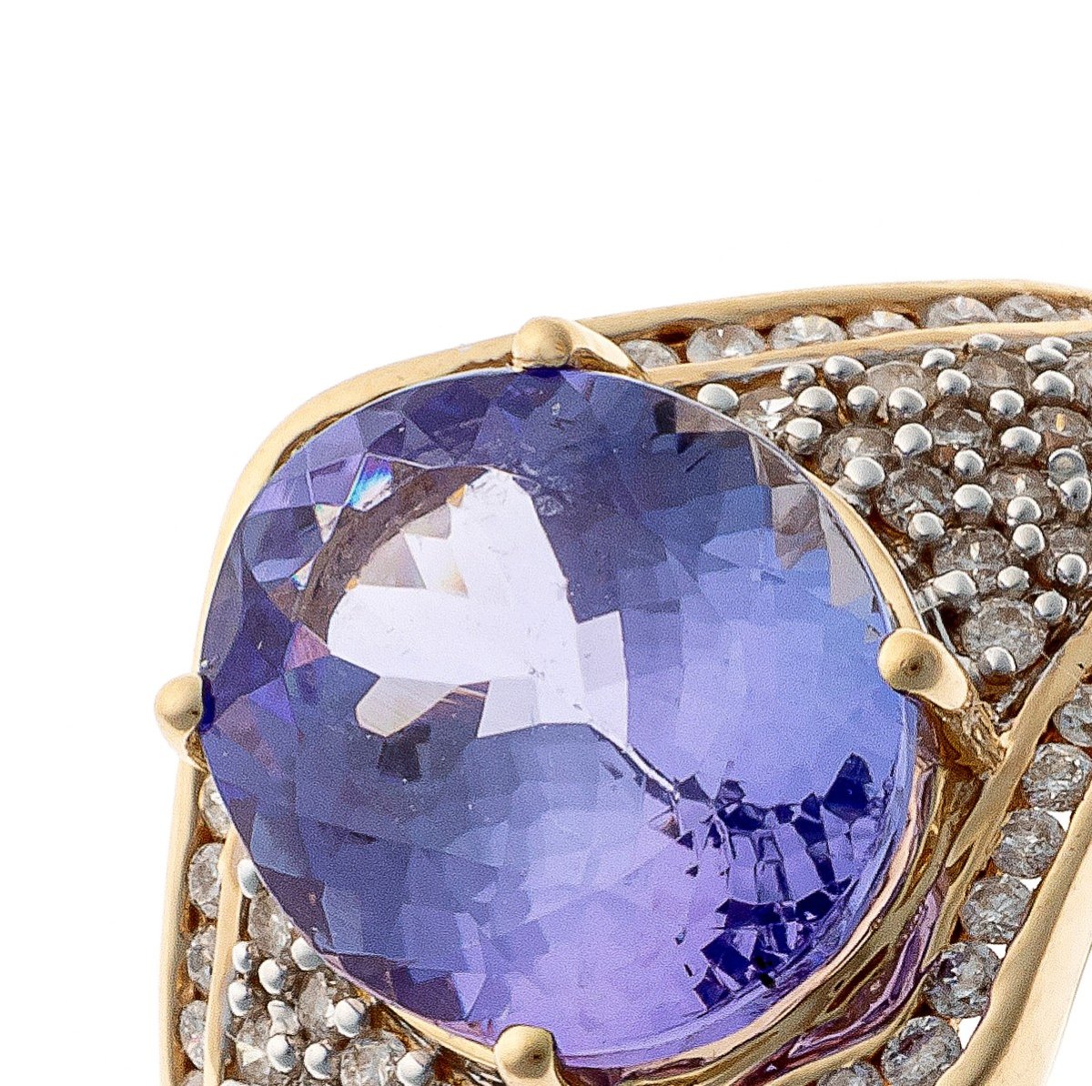 14k Gold Ring With Tanzanite (3.58 Ct) And Diamonds-photo-2