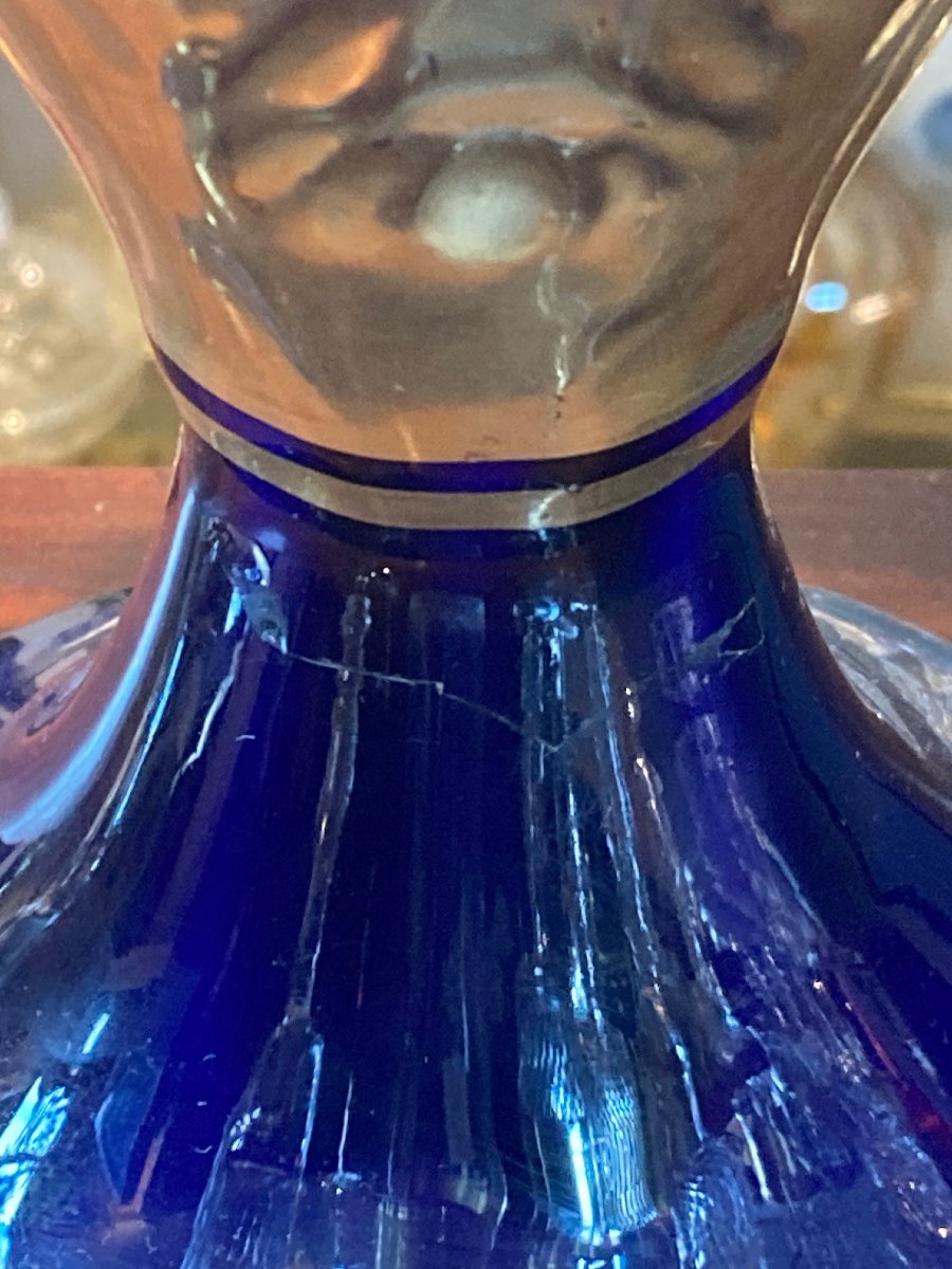 Paire de vases  en faïence dore travail francaise de style Louis XVI vers 1900-photo-6
