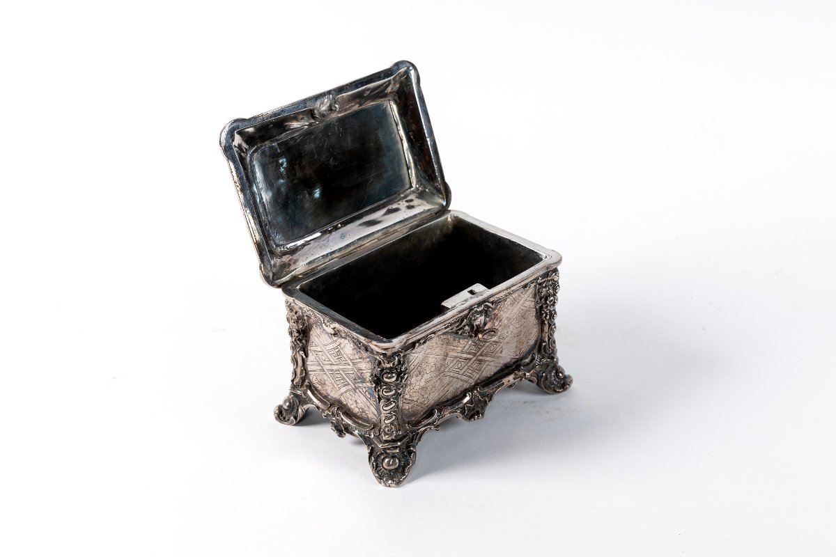 Silver-plated Casket Adorned With A Depiction Of The Sleeping Goddess Diana, 19th Century-photo-4