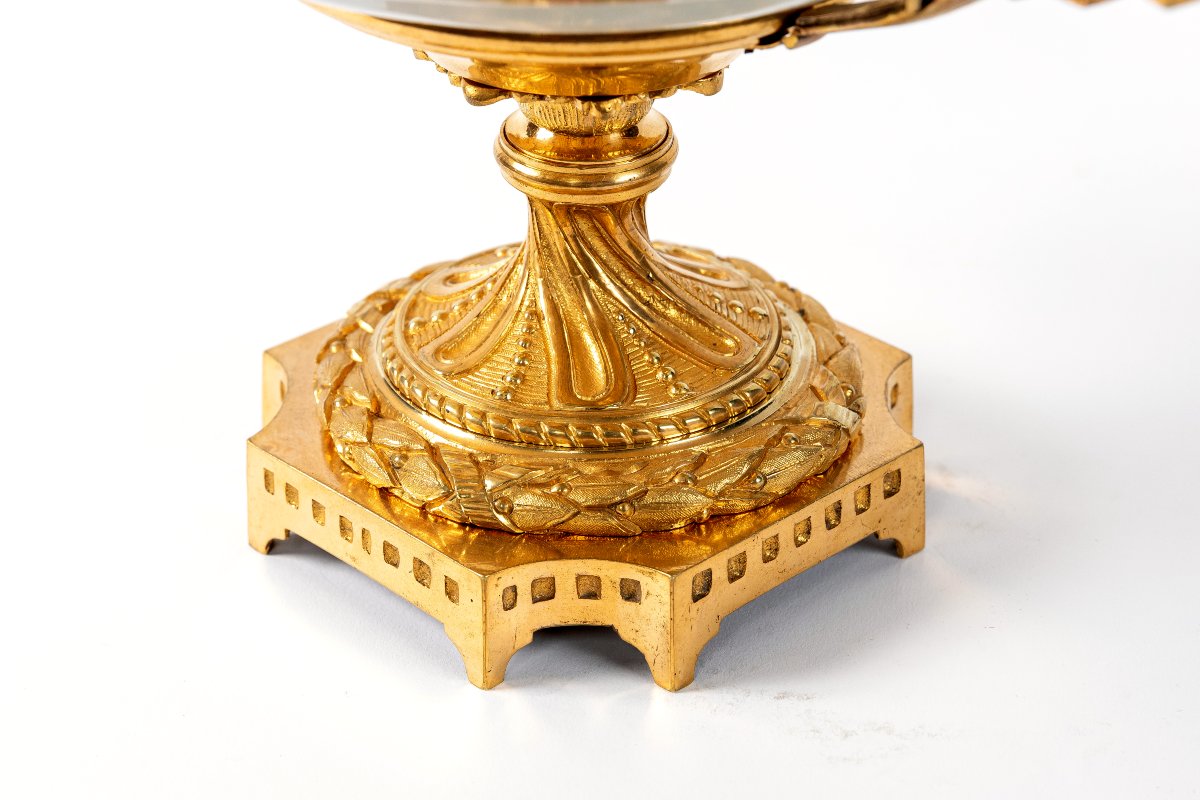 Centre de Table en bronze dore et porcelaine de Canton, Chine,  XIXeme-photo-1