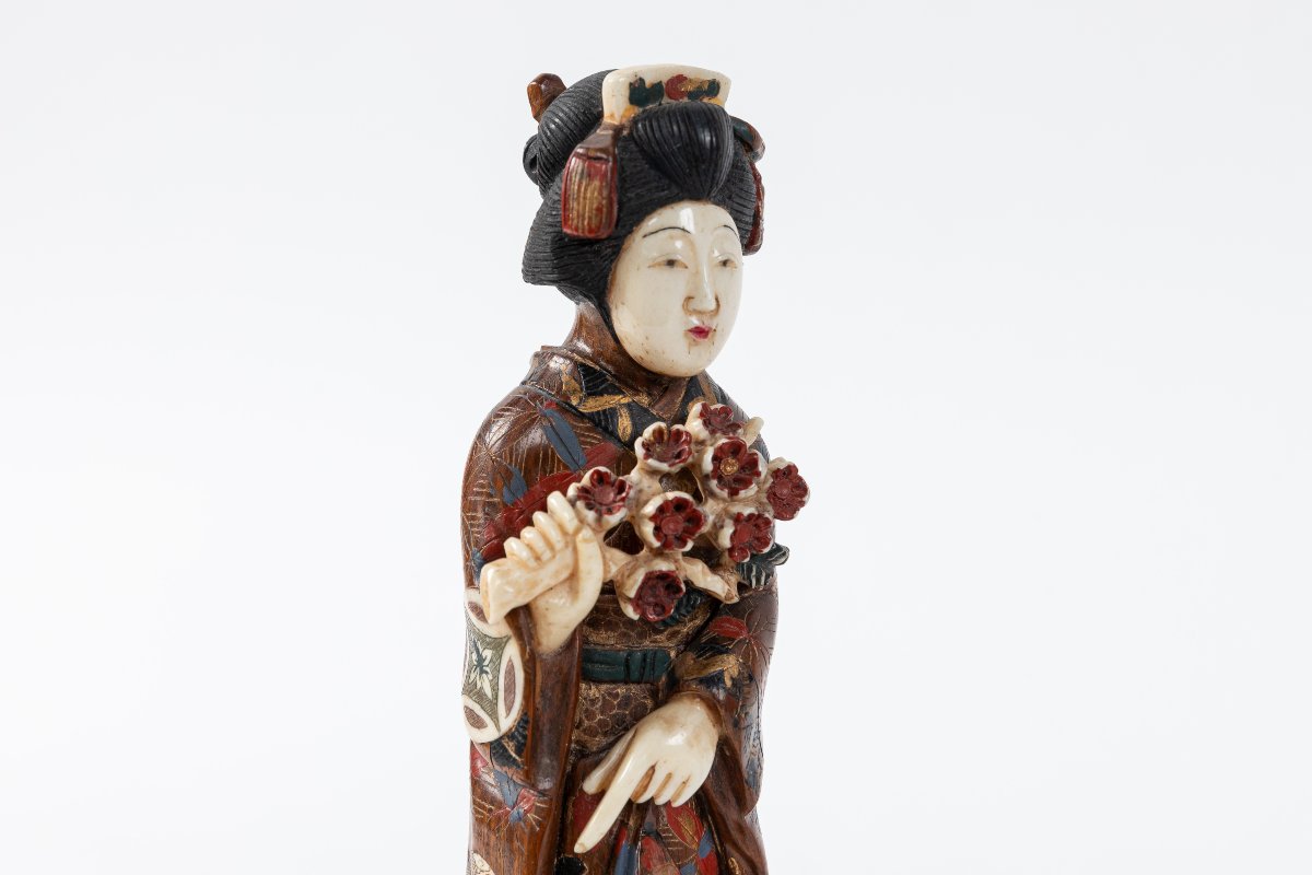 Wooden And Bone Figurines, Chinese Craftsmanship, 20th Century-photo-3