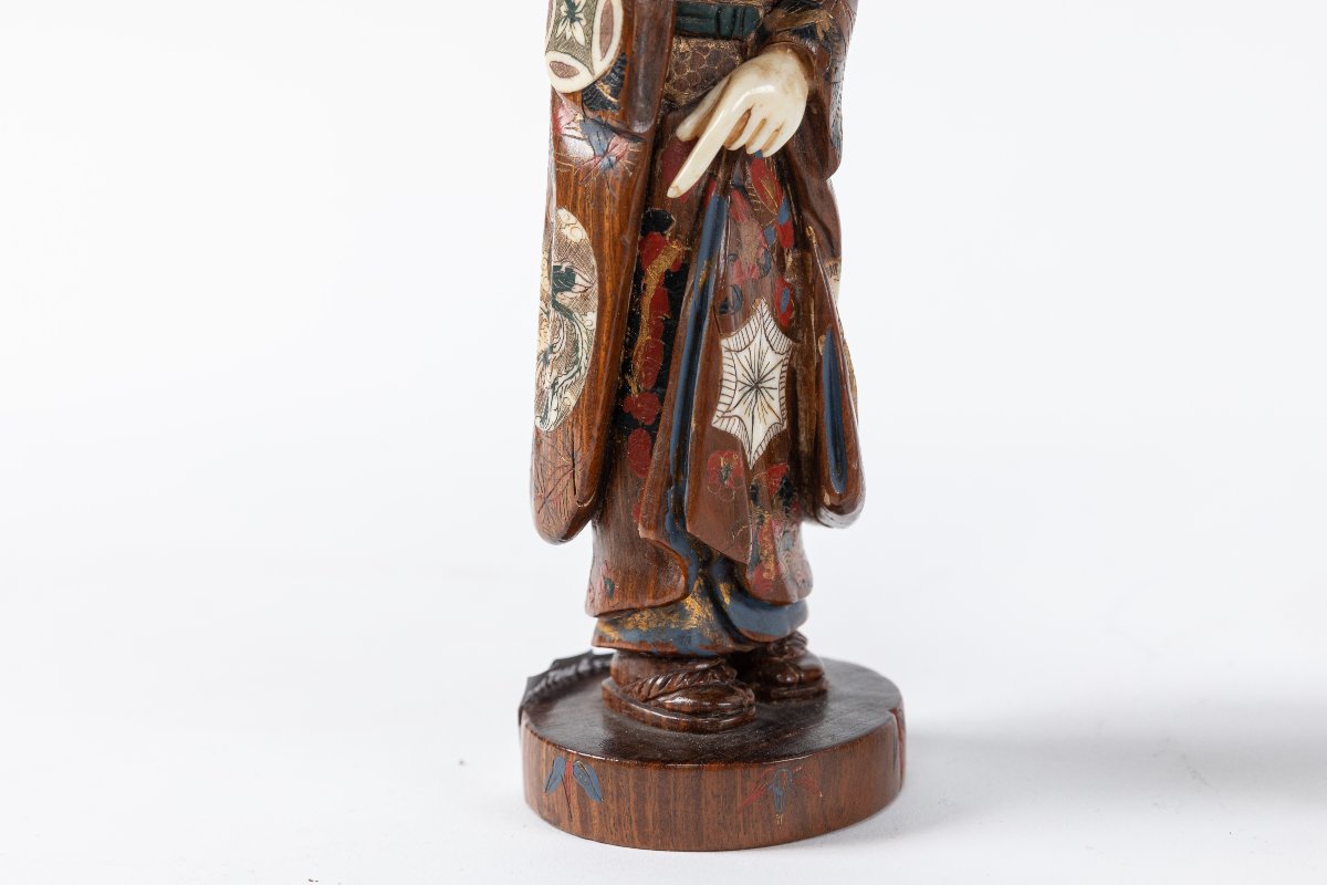Wooden And Bone Figurines, Chinese Craftsmanship, 20th Century-photo-2