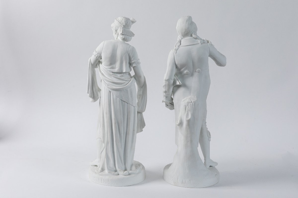 Paire de figurines en biscuit signe Paul Duboy, debut 20eme-photo-3