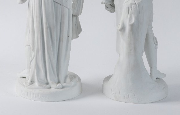 Paire de figurines en biscuit signe Paul Duboy, debut 20eme-photo-4