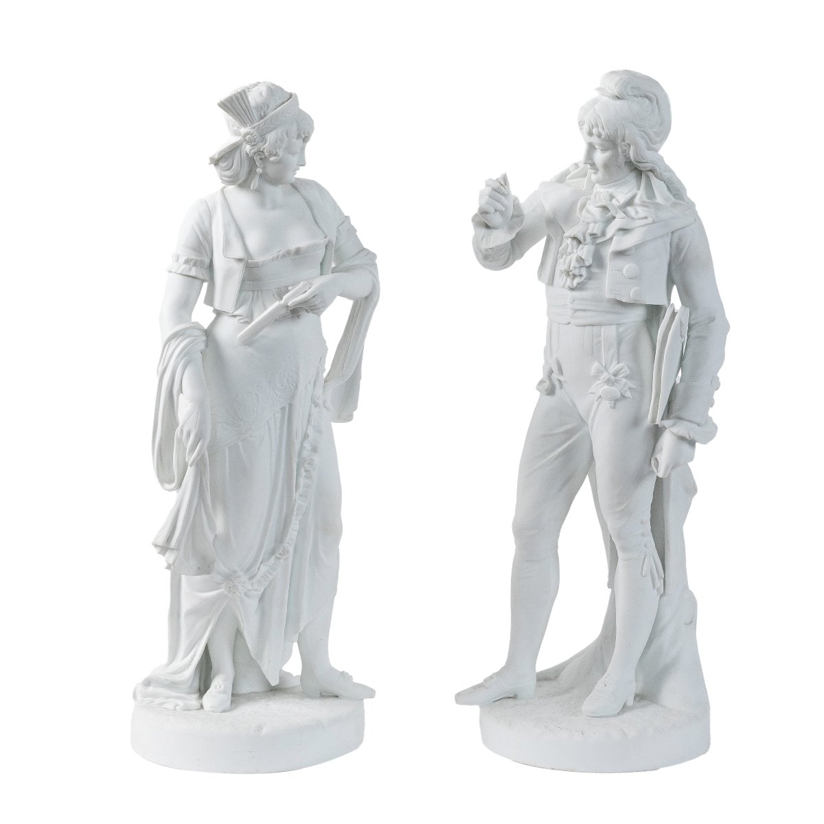 Paire de figurines en biscuit signe Paul Duboy, debut 20eme