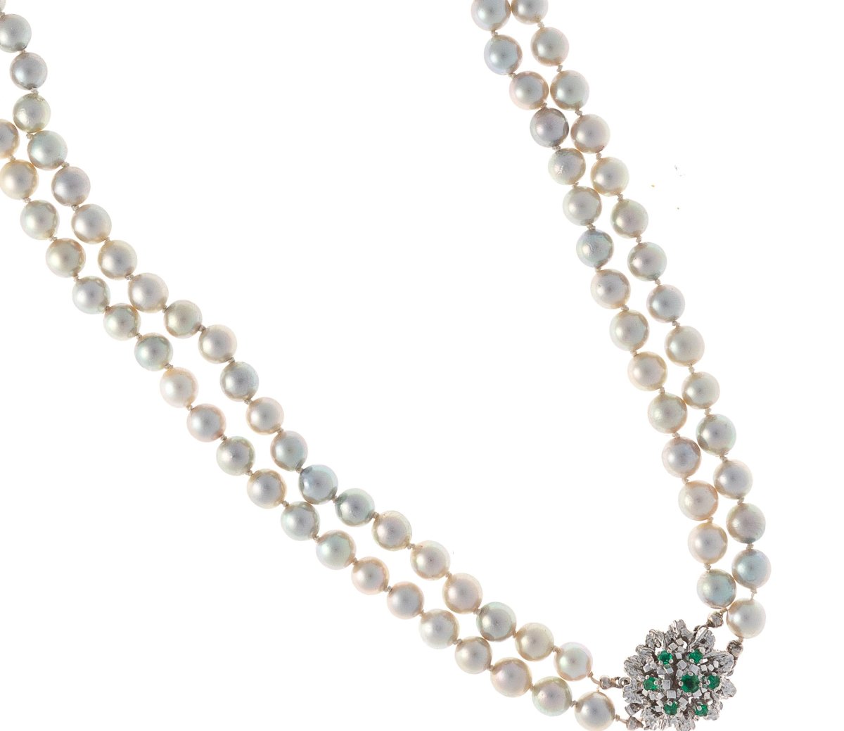 Collier de perles avec fermoir fleur en or-photo-2