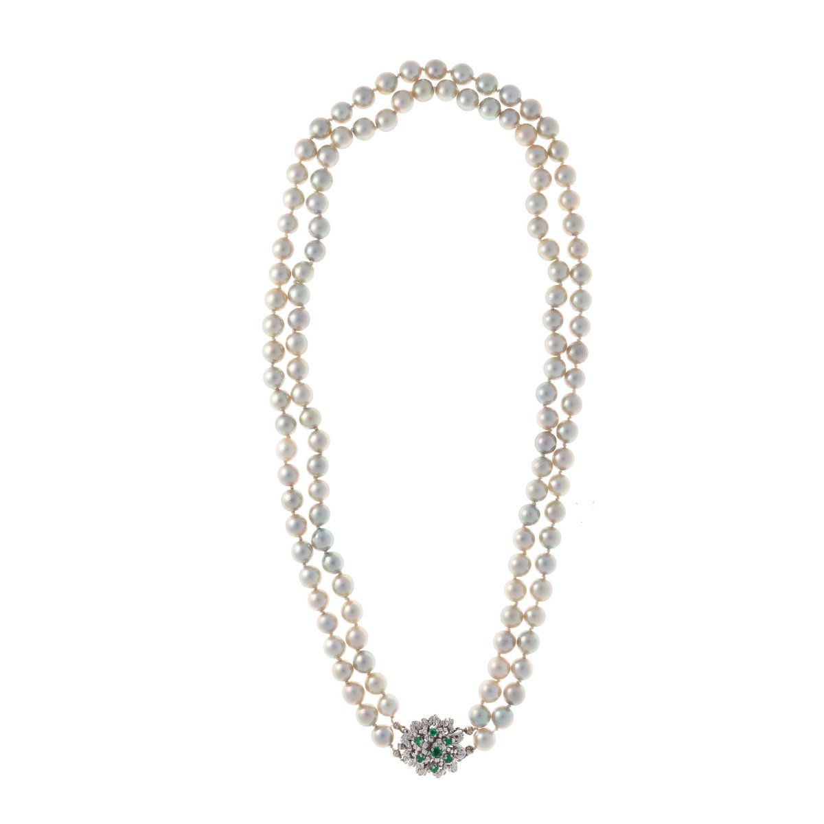 Collier de perles avec fermoir fleur en or-photo-3