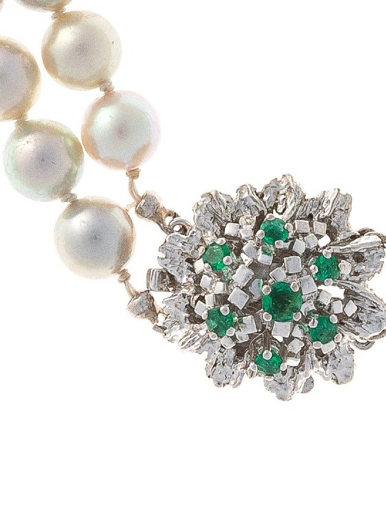 Collier de perles avec fermoir fleur en or-photo-4
