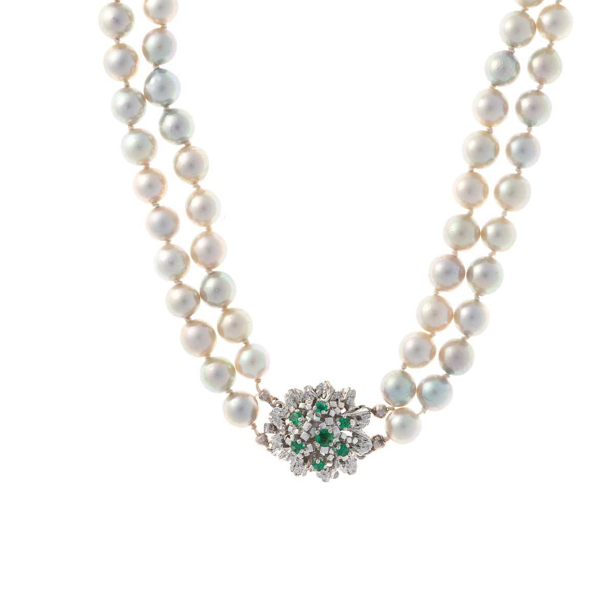 Collier de perles avec fermoir fleur en or-photo-1