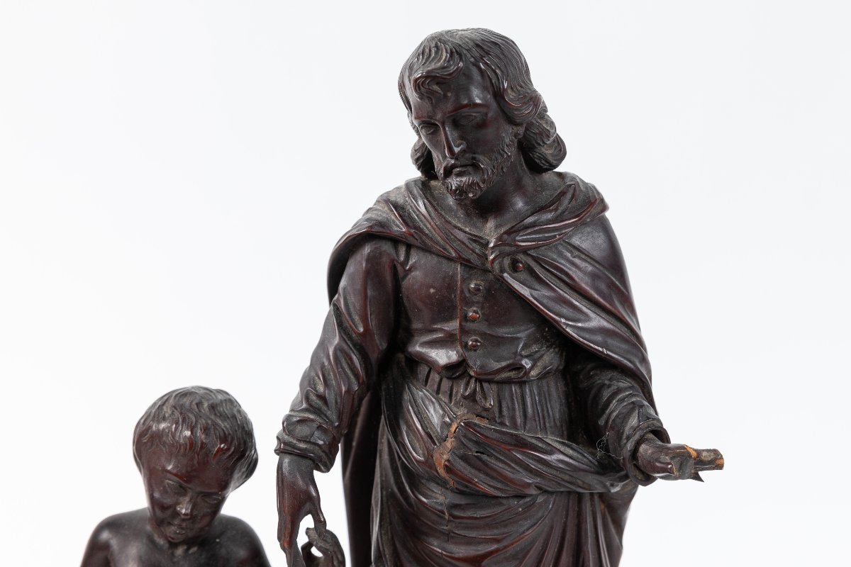 Wooden Holy Family Sculpture, Antwerp, 1912-photo-3