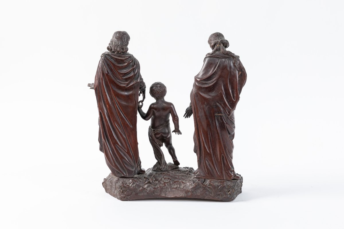 Saint Famille en bois sculpte travail Anvers 1912, -photo-1