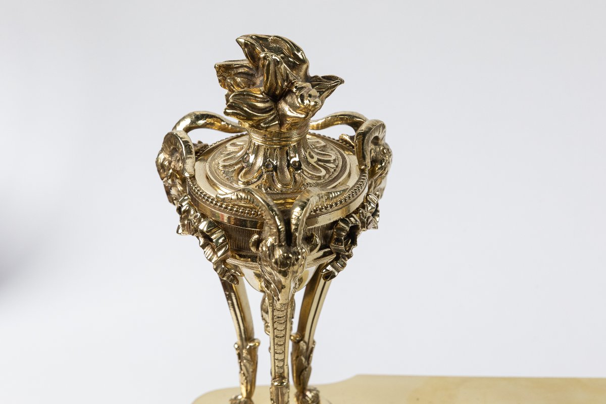 paire de chenets en bronze de style Louis XVI, 19eme-photo-2