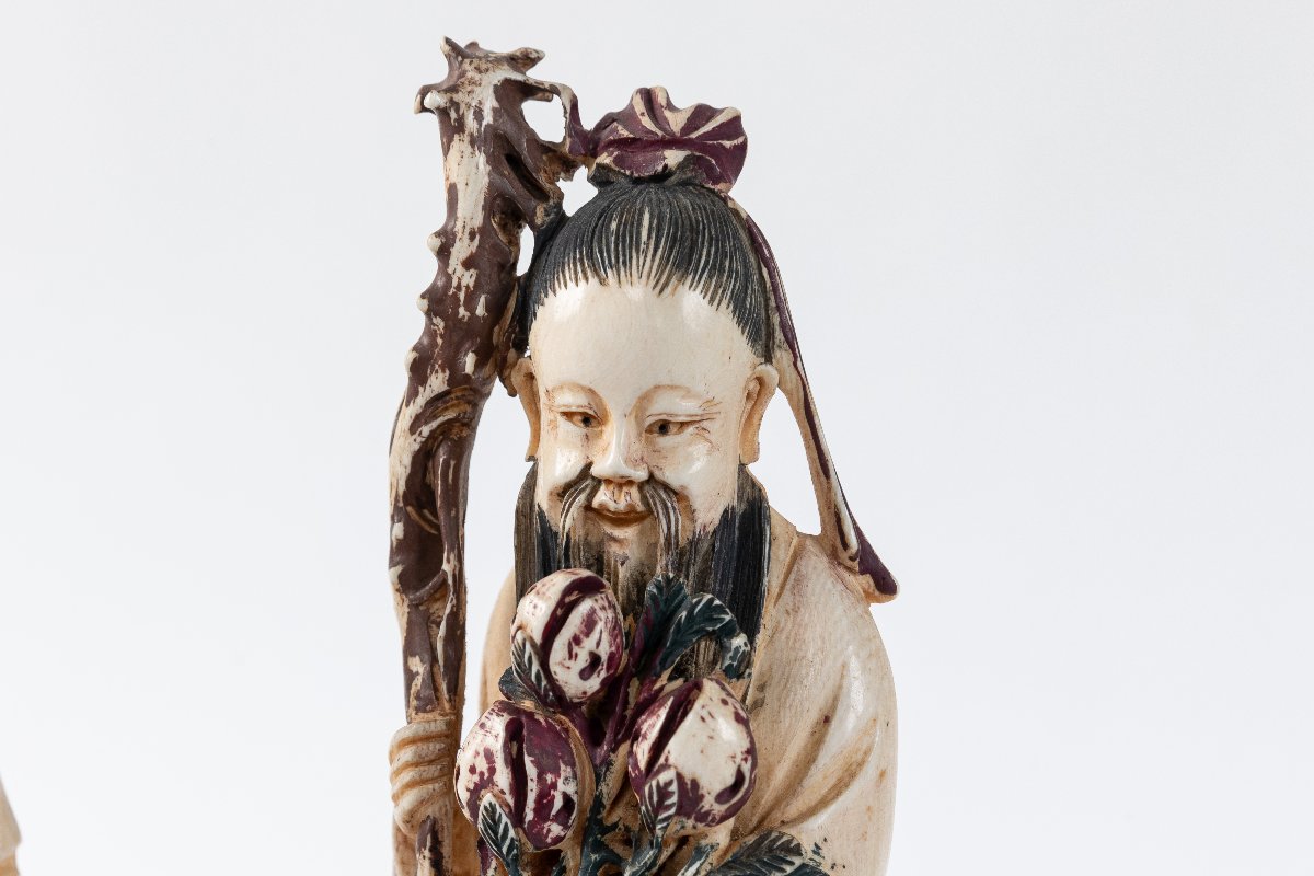 paire de figurines  en ivoire travail chinois debut 20eme-photo-3