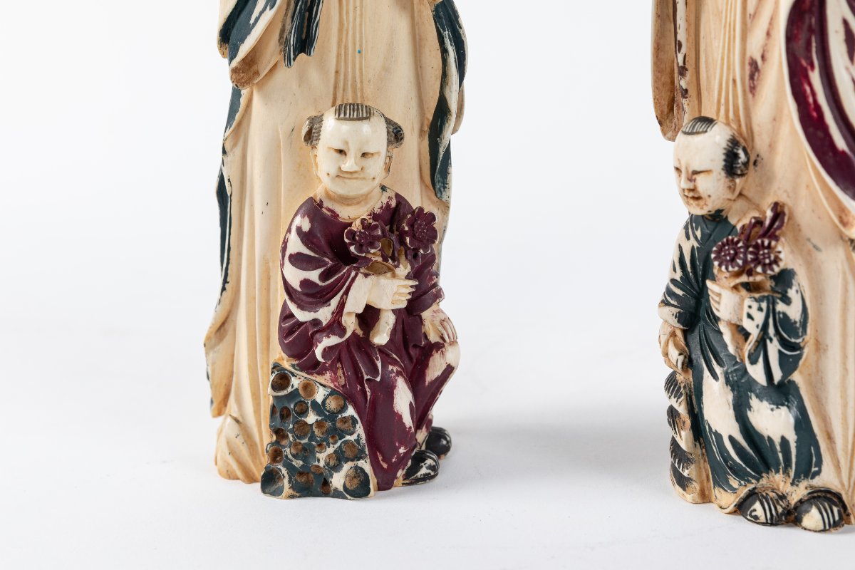 paire de figurines  en ivoire travail chinois debut 20eme-photo-4