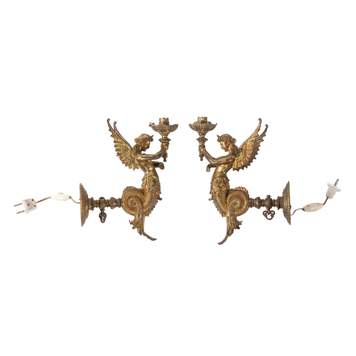 paire d'appliques en bronze 19eme de style Empire-photo-1