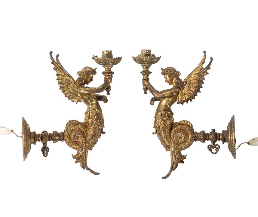 paire d'appliques en bronze 19eme de style Empire