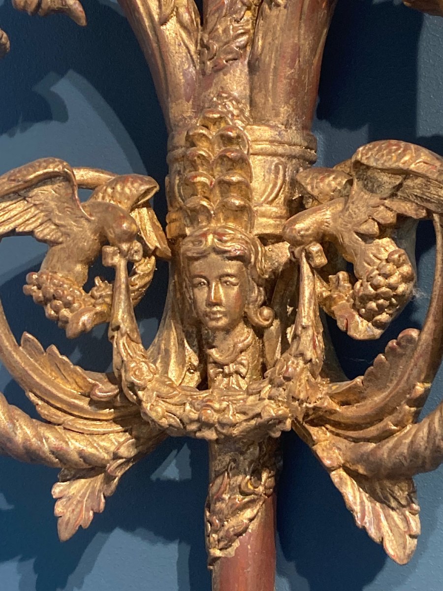 serie de 4 appliques en bois sculpte et dore de style empire-photo-3