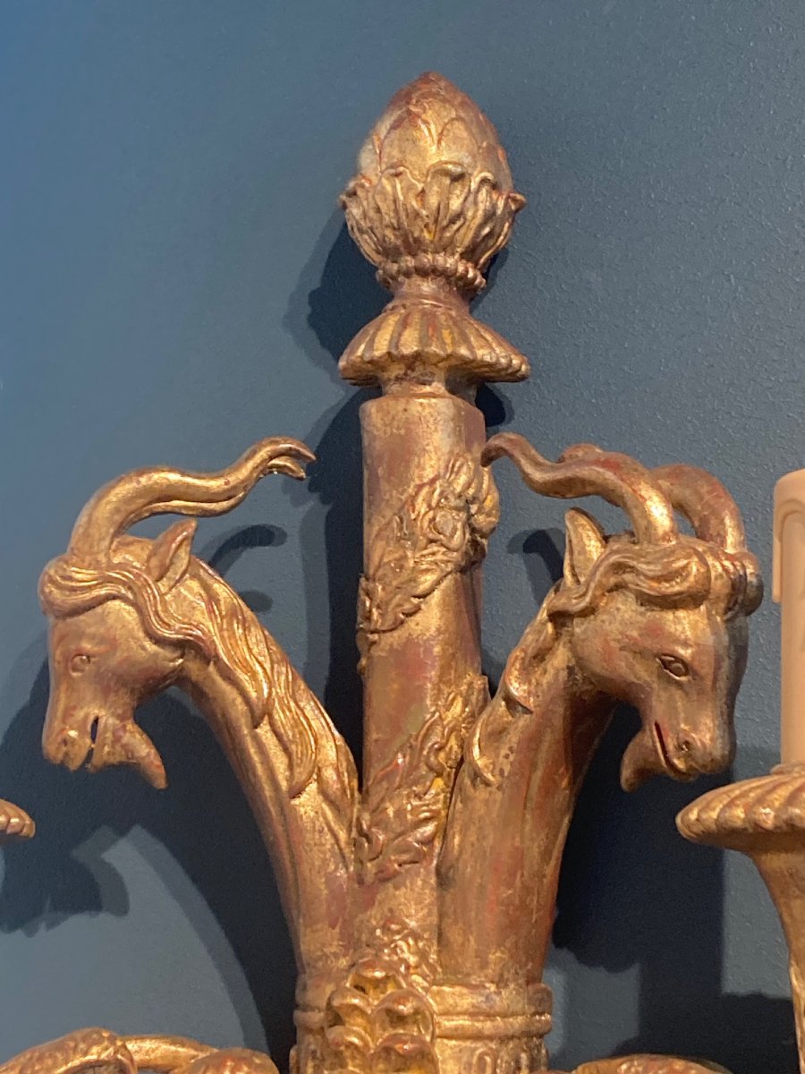 serie de 4 appliques en bois sculpte et dore de style empire-photo-4