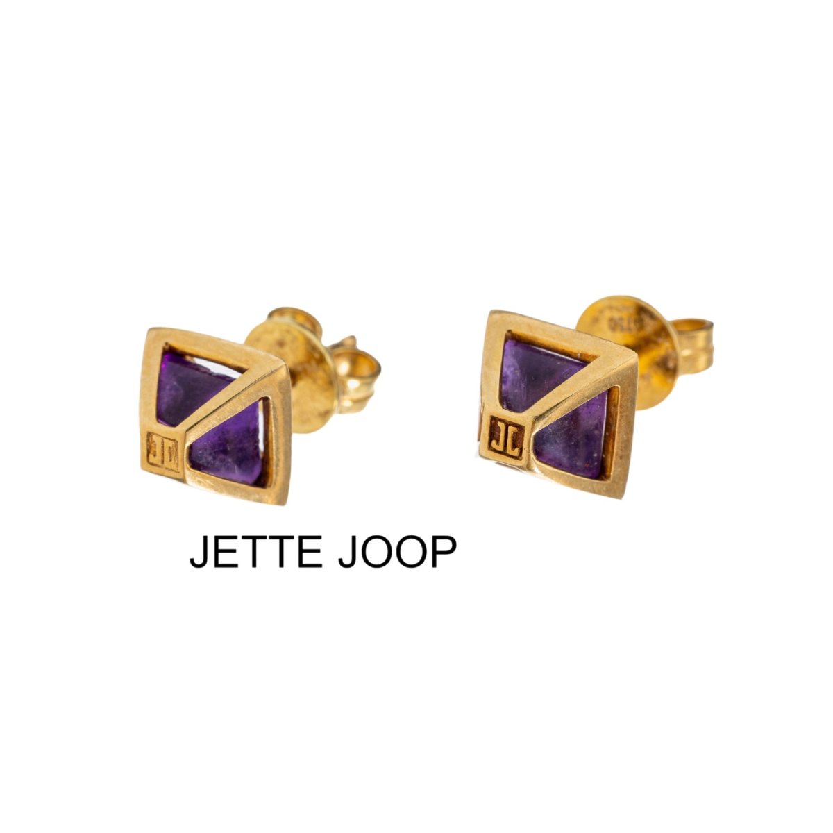 Boucles d'oreilles en or 18k et améthystes de Jette Joop.-photo-2