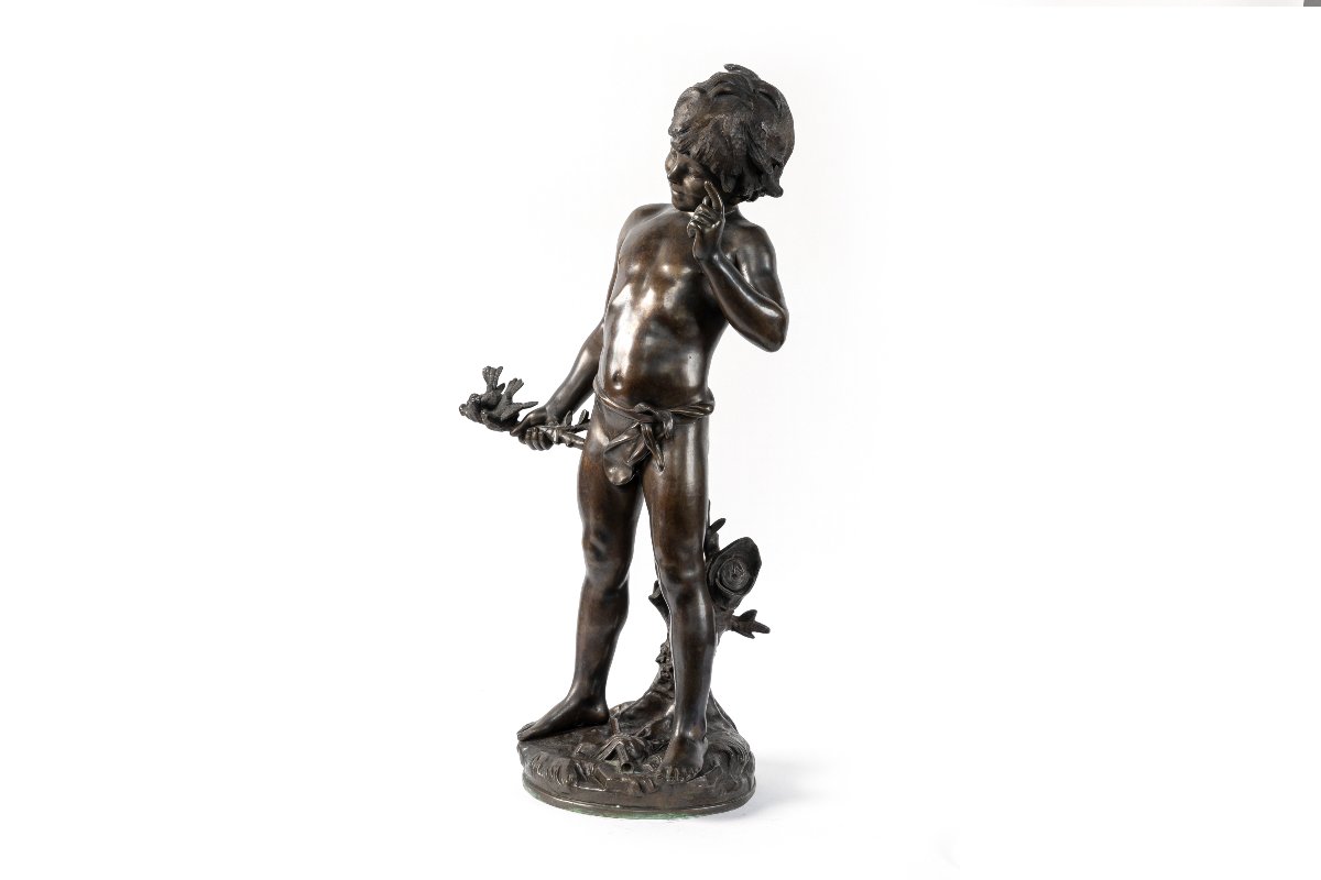 Bronze Sculpture Of A Boy After Auguste Moreau, Mid-20th Century-photo-2
