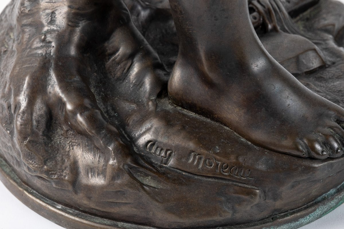 Bronze Sculpture Of A Boy After Auguste Moreau, Mid-20th Century-photo-4
