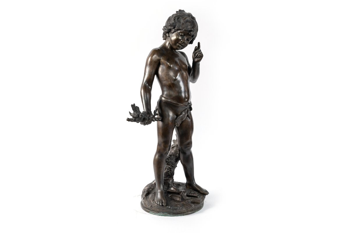 Bronze Sculpture Of A Boy After Auguste Moreau, Mid-20th Century-photo-5