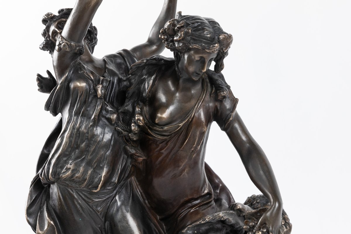 Bronze Sculpture Based On A Work By Clodion, 20th Century-photo-3