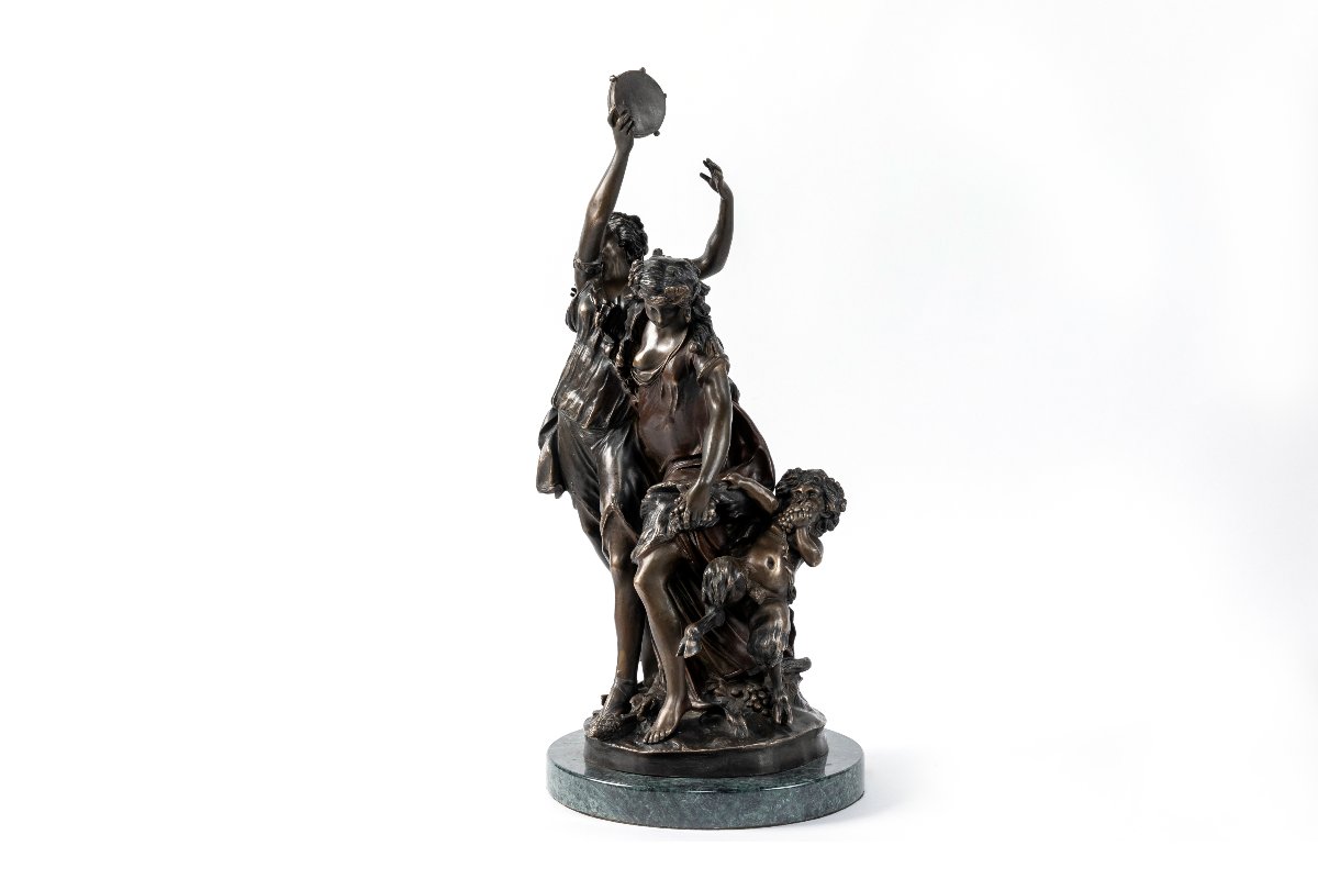 Bronze Sculpture Based On A Work By Clodion, 20th Century-photo-1