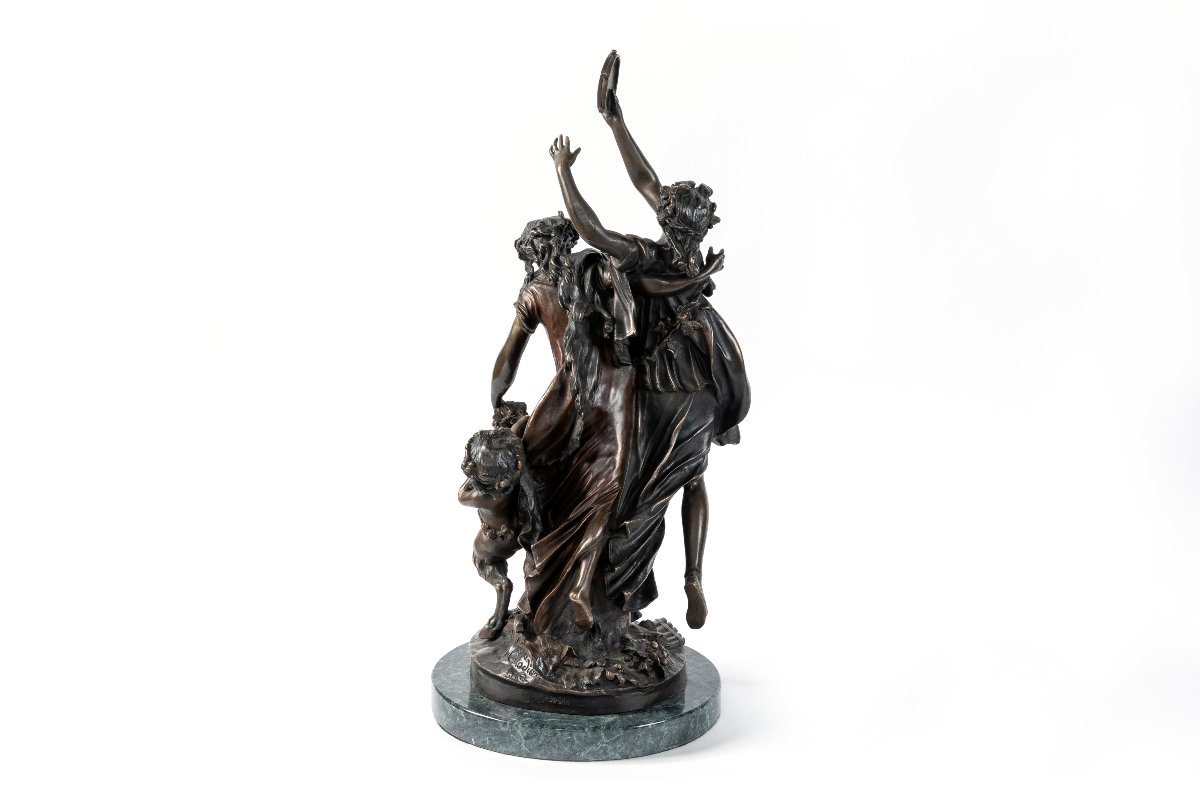 Bronze Sculpture Based On A Work By Clodion, 20th Century-photo-3