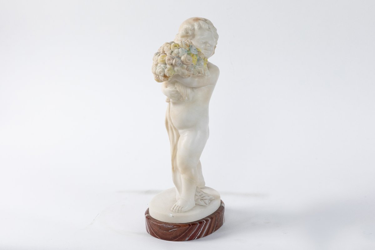 jeune fille avec le bouquet de fleures en albatre, vers 1900-photo-3