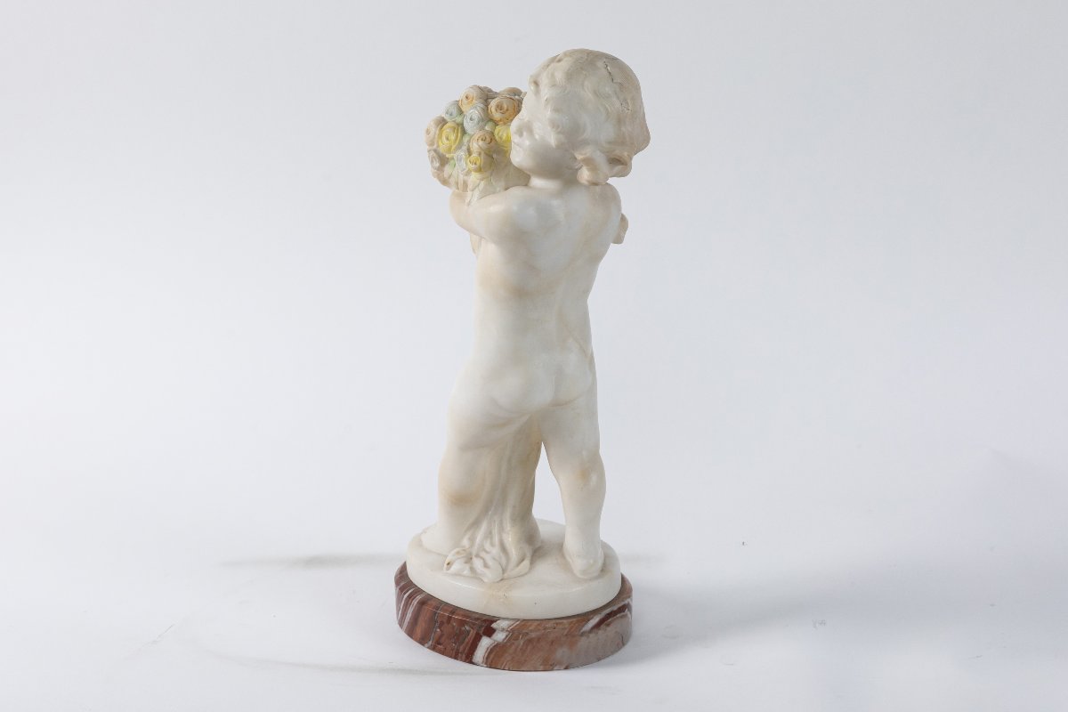 jeune fille avec le bouquet de fleures en albatre, vers 1900-photo-1
