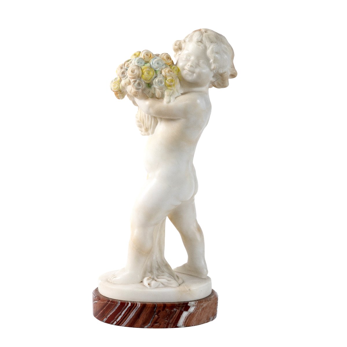 jeune fille avec le bouquet de fleures en albatre, vers 1900