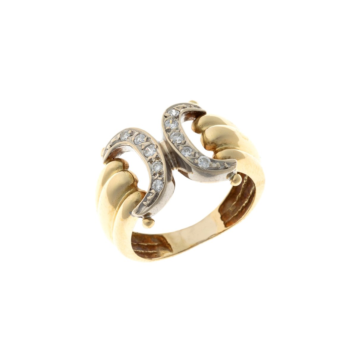 18k White And Yellow Gold Ring With Diamonds