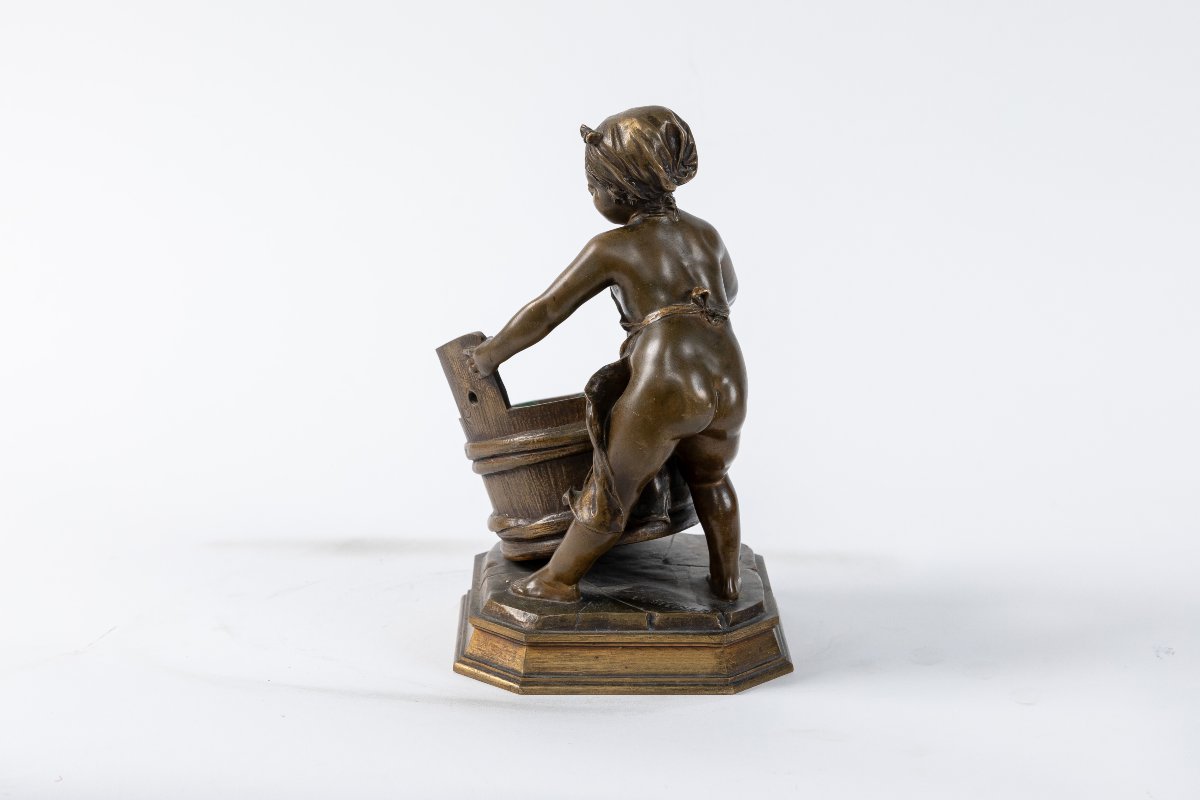 Small Bronze Sculpture Titled "girl In The Sauna," Signed L. Steiner-photo-4