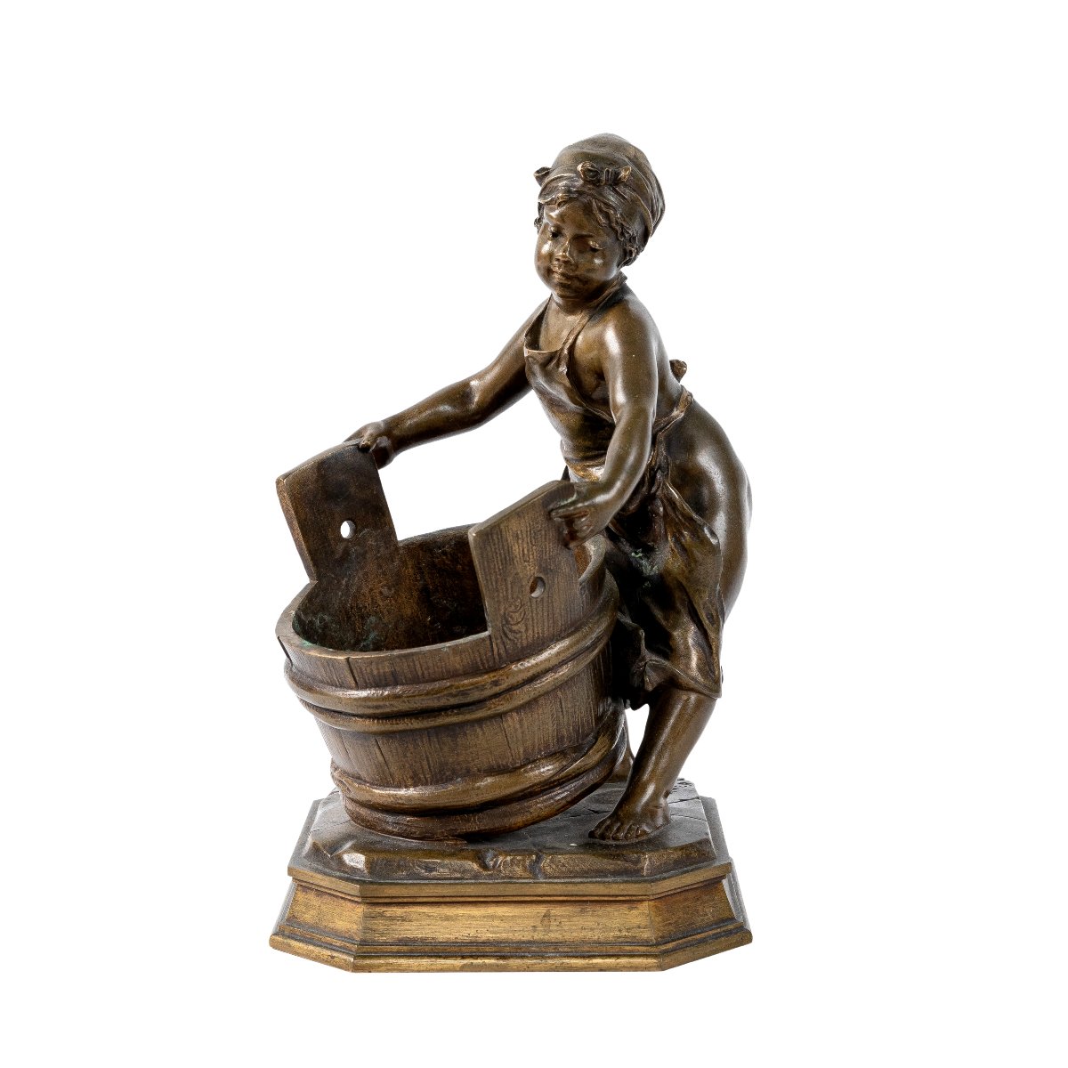 Small Bronze Sculpture Titled "girl In The Sauna," Signed L. Steiner