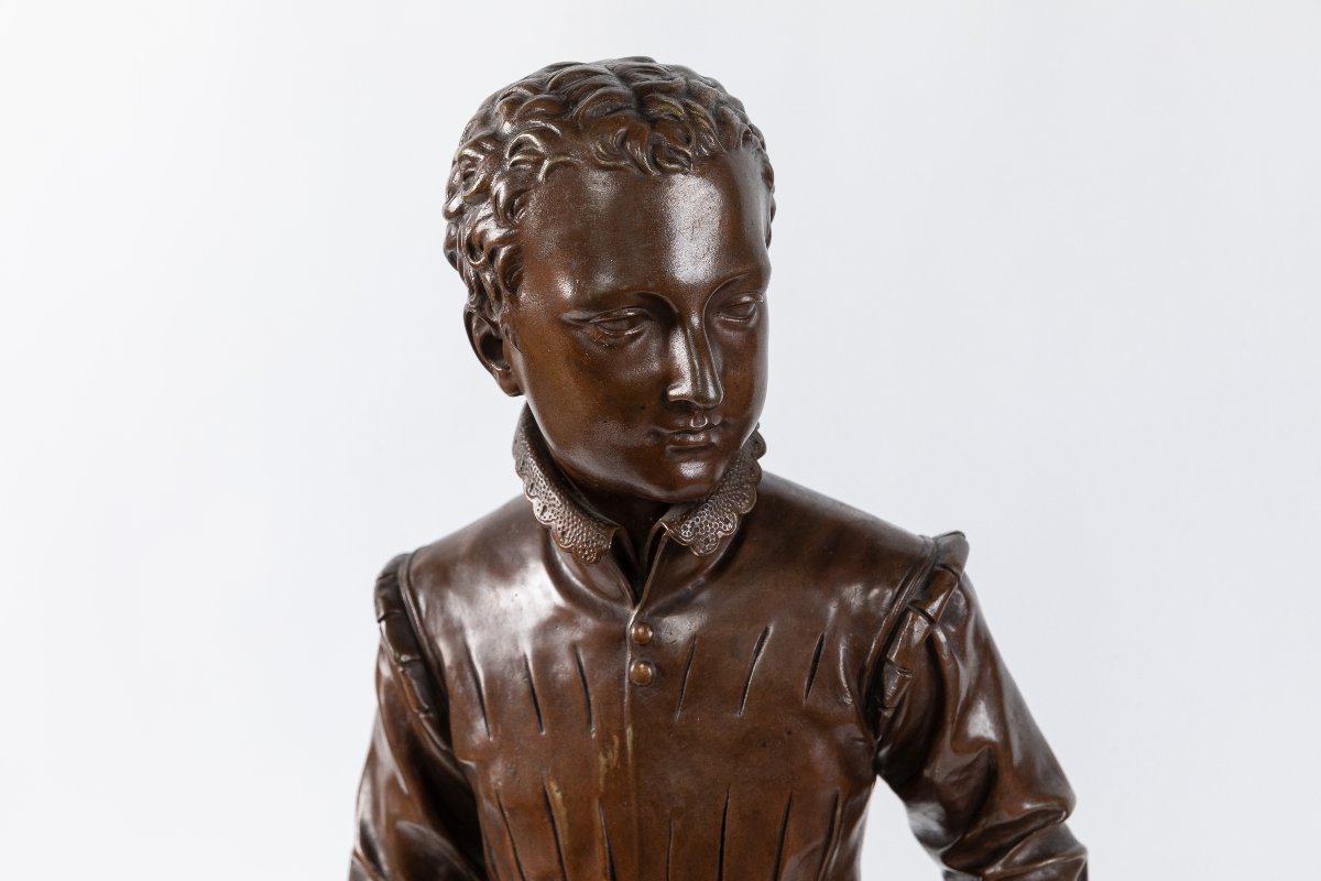 sculpture en bronze 19eme "Le jeune Henry IV", signe Baron Bosio-photo-2