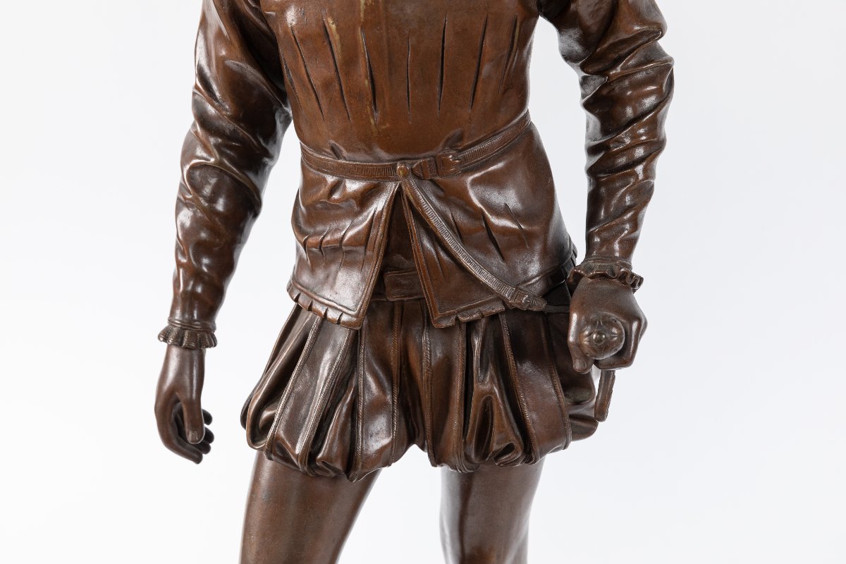 sculpture en bronze 19eme "Le jeune Henry IV", signe Baron Bosio-photo-3