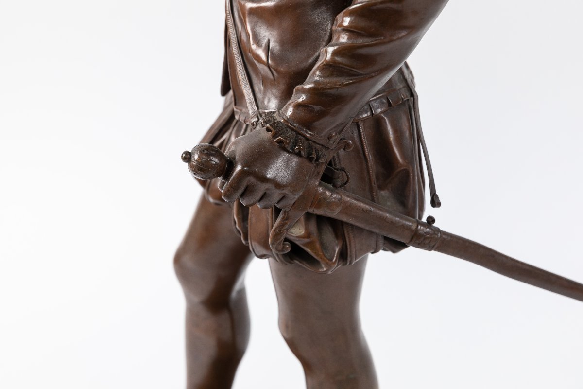 sculpture en bronze 19eme "Le jeune Henry IV", signe Baron Bosio-photo-1