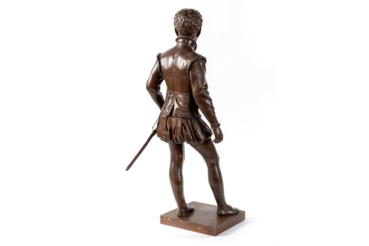 sculpture en bronze 19eme "Le jeune Henry IV", signe Baron Bosio-photo-2