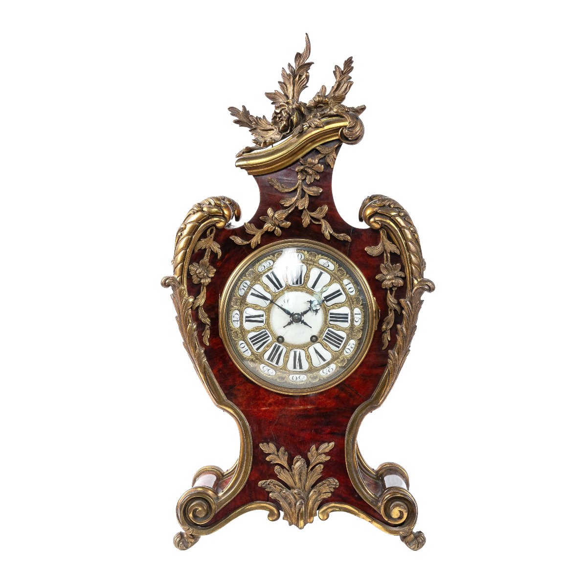 Grand Pendule Cartel de style Louis XV 19ème En Tortue et Bronze Doré.
