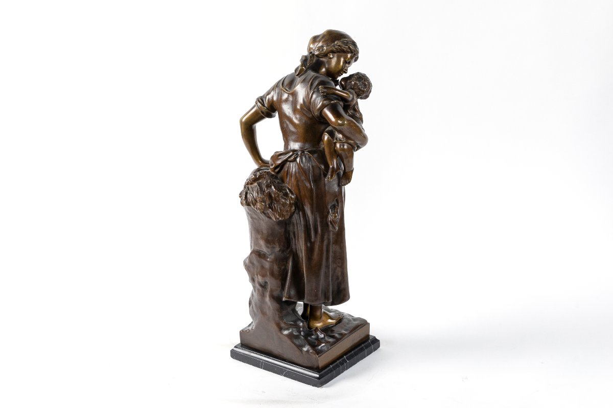 sculpture en bronze "mère et l'enfant " d'apres Hippolyte Moreau-photo-1