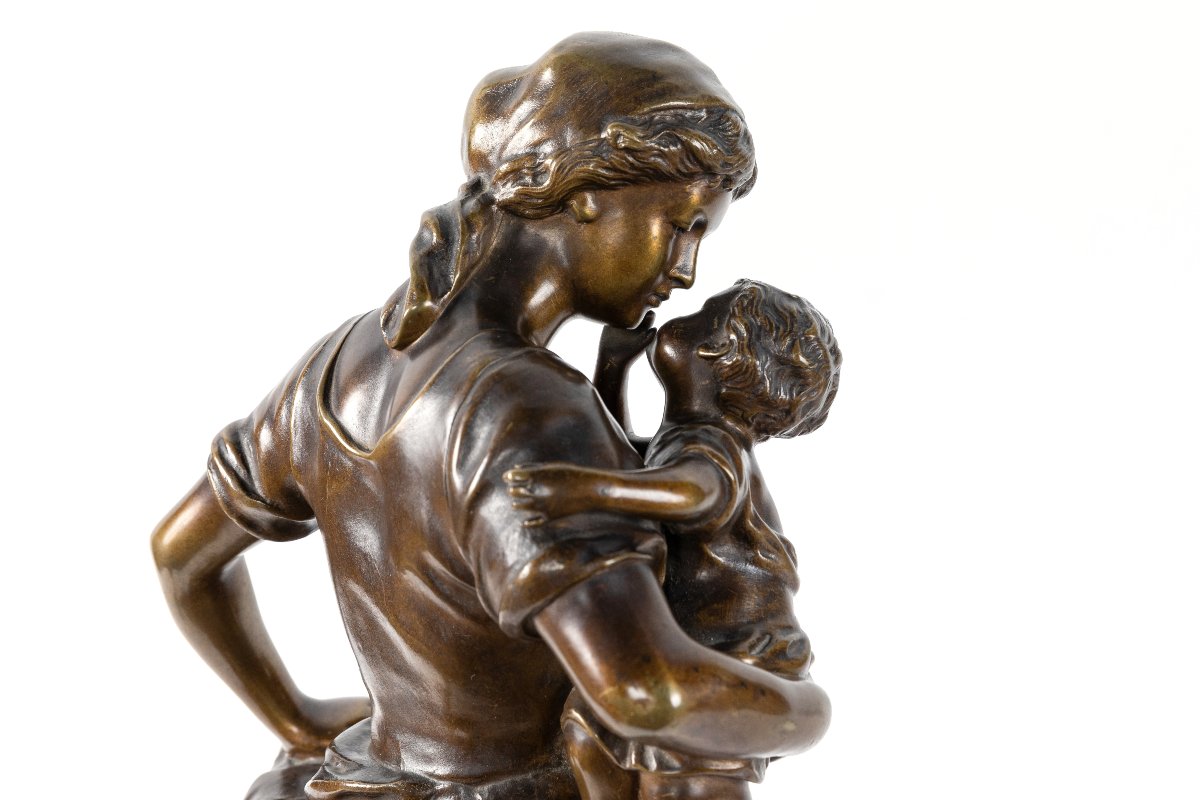 sculpture en bronze "mère et l'enfant " d'apres Hippolyte Moreau-photo-2
