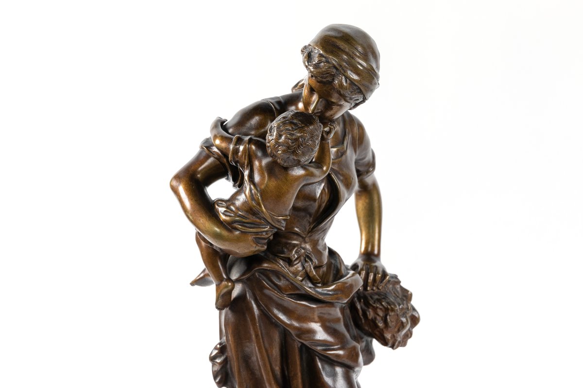 sculpture en bronze "mère et l'enfant " d'apres Hippolyte Moreau-photo-4