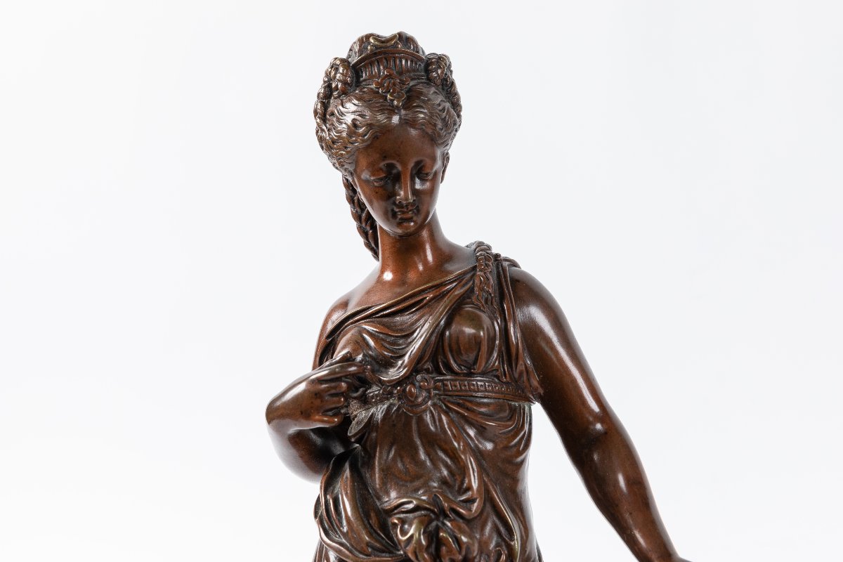 sculpture en bronze 19eme, Diane Chasseresse et le chien, signe Paul Duboy-photo-2